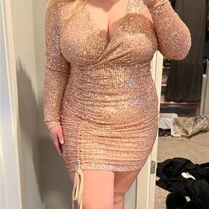 Bebe rose gold sequin dress in size XL